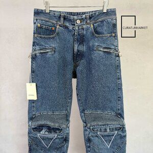 Vetements: Multi Zip Embroidered Pocket Patch Biker Runway Jeans FW20